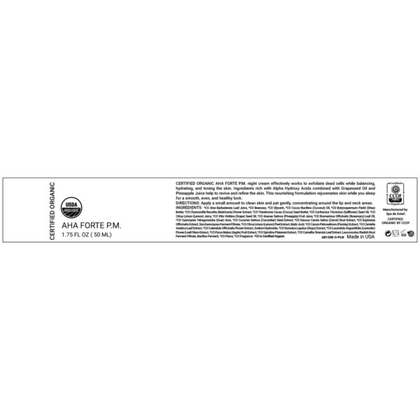CERTIFIED ORGANIC AHA FORTE P.M. - LABEL